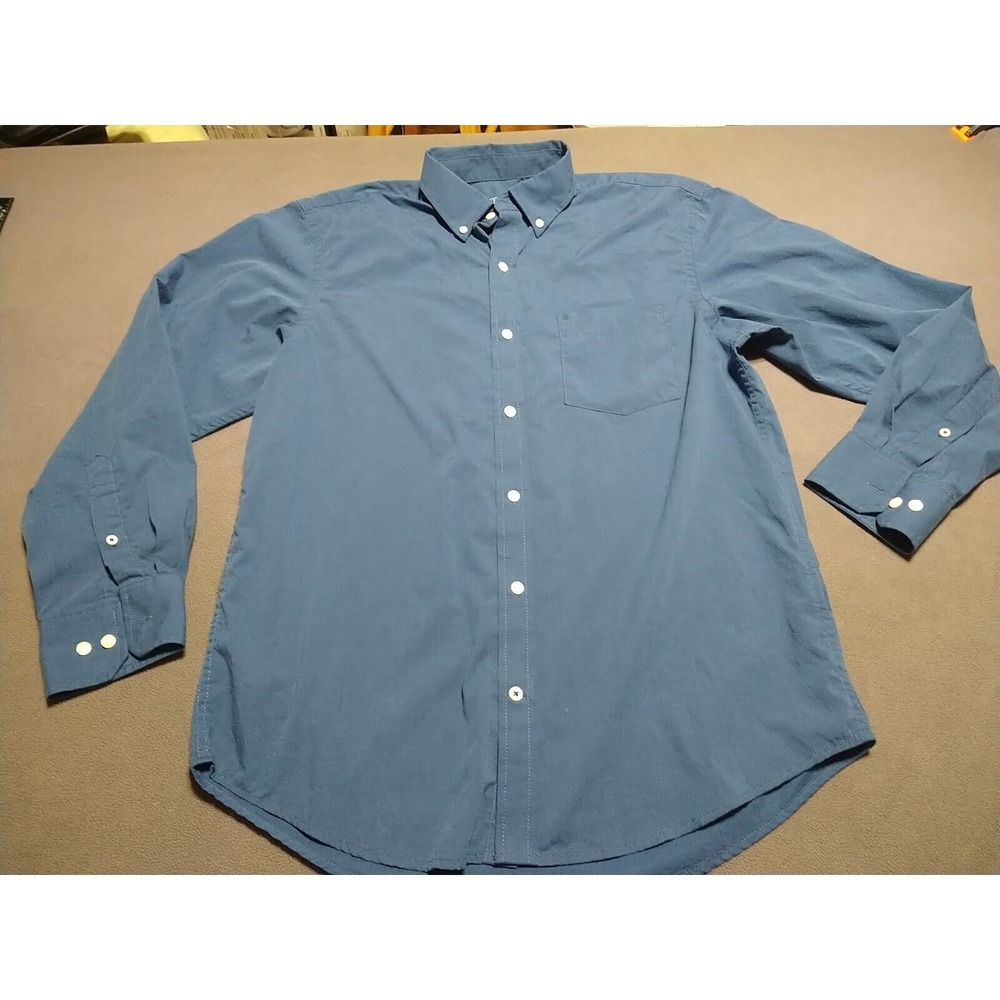 Izod Shirt Men M Navy Oxford Long Sleeve Preppy Classic Button Up College Work